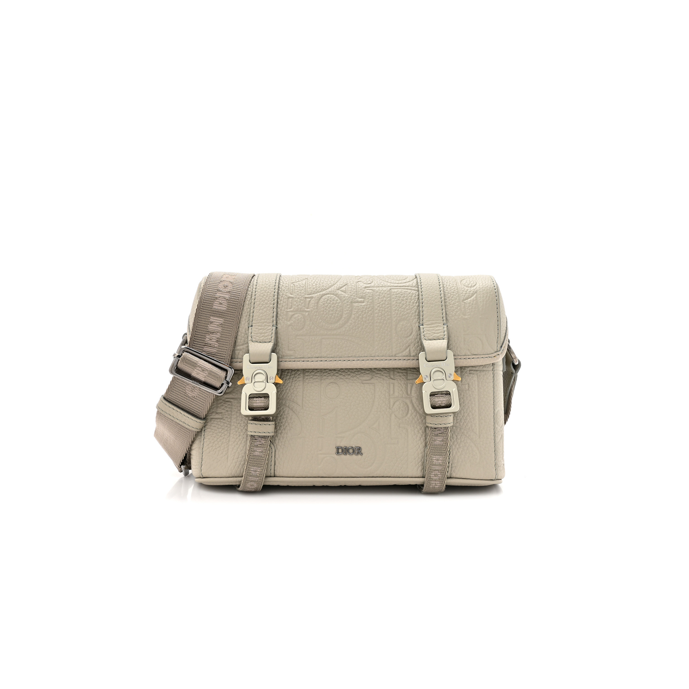 D*or grained calfskin D*or gravity hit the road messenger bag beige (24*18*8cm)